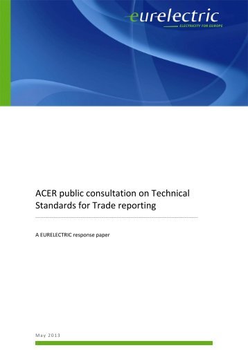 ACER public consultation on Technical Standards for ... - Eurelectric