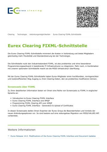 Eurex Clearing - Eurex Clearing FIXML-Schnittstelle