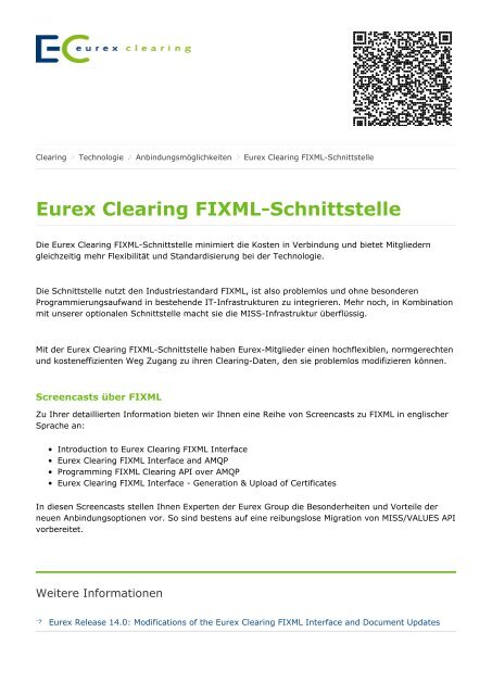 Eurex Clearing - Eurex Clearing FIXML-Schnittstelle