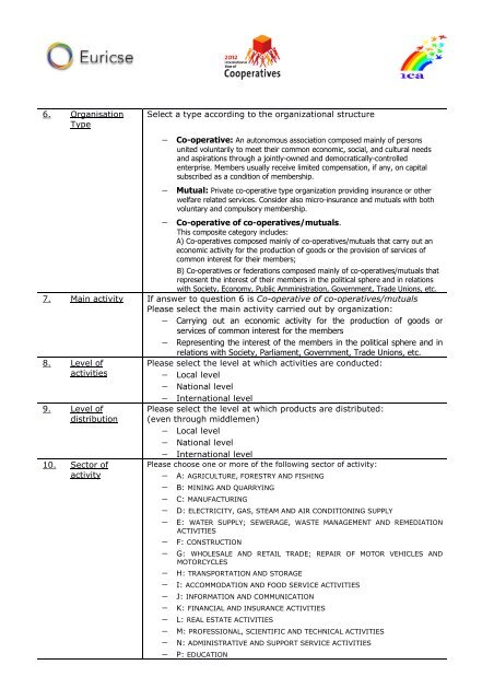 World Co-operatives Monitor Online Questionnaire ... - Euricse