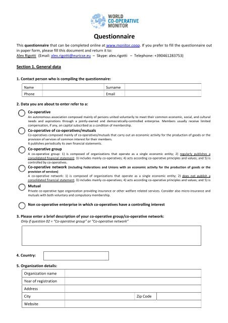 Questionnaire - Euricse