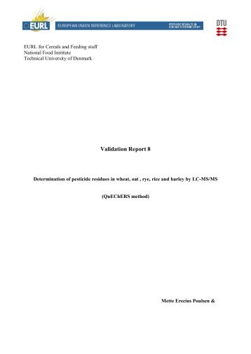 Validation Report 8 - EURL | Residues of Pesticides