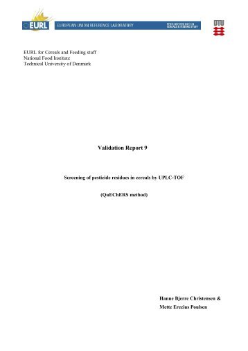 Validation Report 9 - EURL | Residues of Pesticides