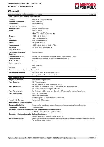 Sicherheitsdatenblatt - ASHFORD FORMULA