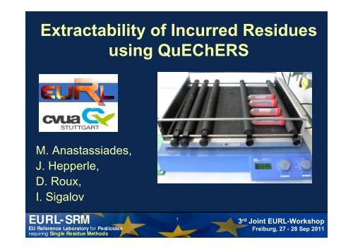 Extractability of Incurred Residues using QuEChERS - EURL ...