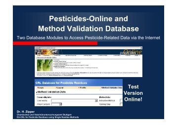 Pesticides-Online and Method Validation Database - EURL ...