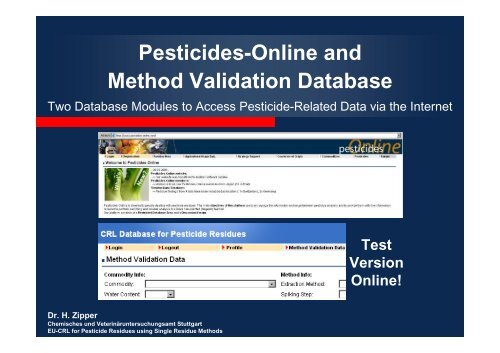 Pesticides-Online and Method Validation Database - EURL ...