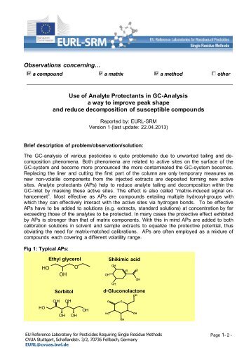 Observations concerning… - EURL | Residues of Pesticides