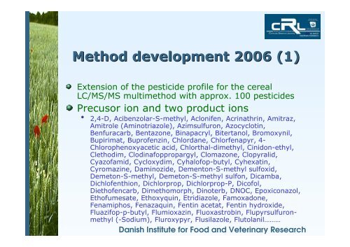 CRL for cereals - EURL | Residues of Pesticides