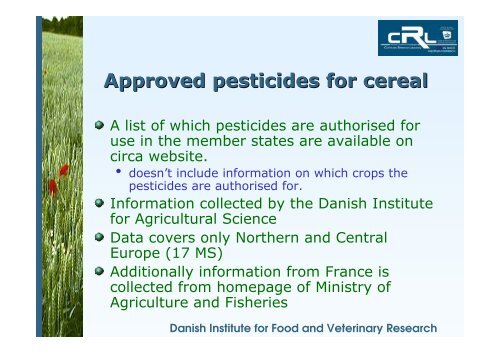 CRL for cereals - EURL | Residues of Pesticides