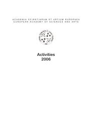 Activities 2006 - European Academy of Sciences and Arts