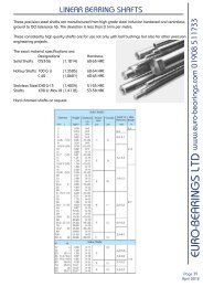 Shafts, Seals, Assemblies, Supports etc (pdf) - Euro Bearings Ltd