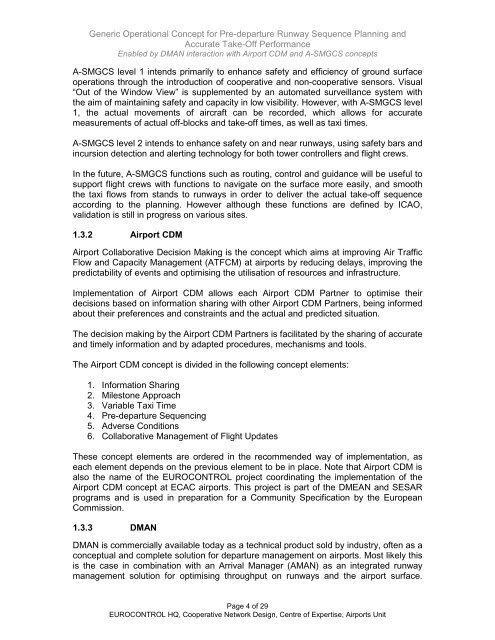 Generic Operational Concept for DMAN Interaction v07A - Airport ...