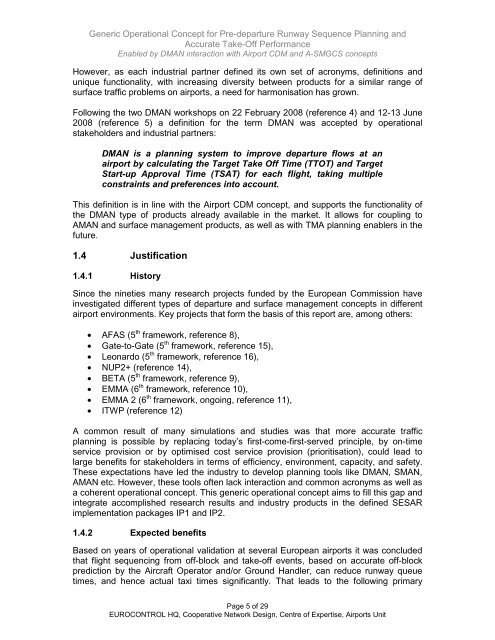 Generic Operational Concept for DMAN Interaction v07A - Airport ...