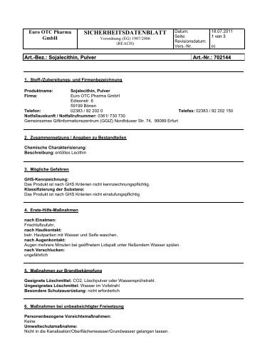 SICHERHEITSDATENBLATT - Euro OTC Pharma