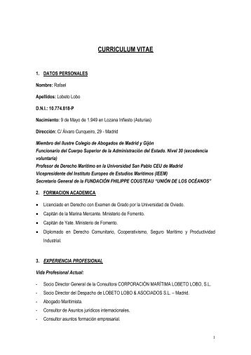 CURRICULUM VITAE - Asociación de Estudios del Mar (ASESMAR)