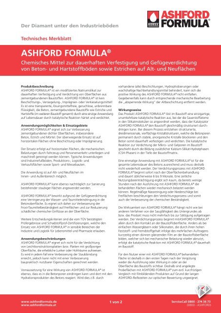 10208 technisches Merkblatt 2010 A4.indd - ASHFORD FORMULA