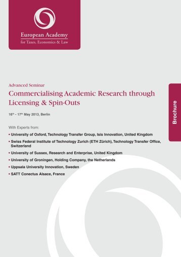 Commercialising Academic Research through Licensing & Spin-Outs