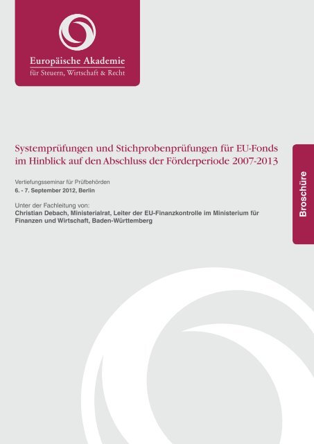 1 Systemprüfungen und Stichprobenprüfungen für EU-Fonds im ...