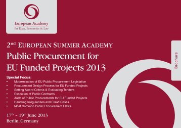 Public Procurement for EU Funded Projects 2013