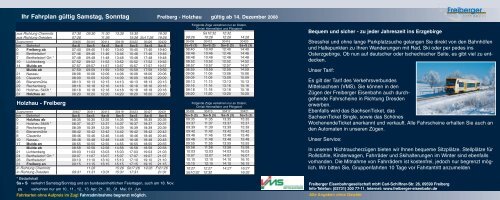 Ihr Fahrplan 2009 Freiberg - Holzhau