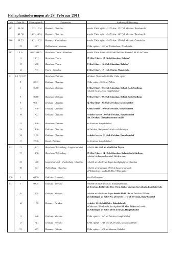 Fahrplanänderungen 2011-02-28