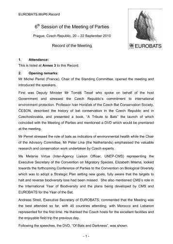 Record of the Meeting - Eurobats