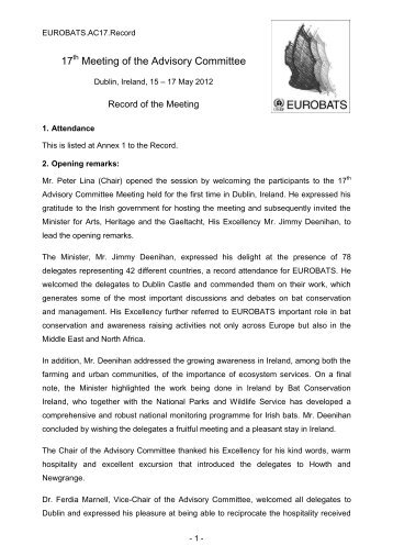 Record of the Meeting - Eurobats
