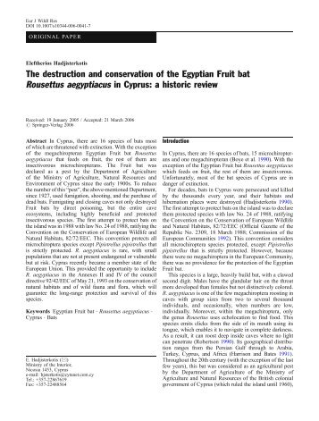 The destruction and conservation of the Egyptian Fruit bat ... - Eurobats