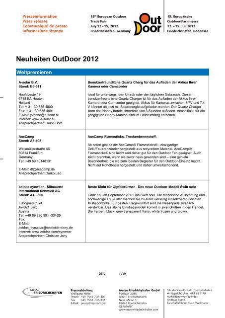 Neuheiten OutDoor 2012 - OutDoor Friedrichshafen
