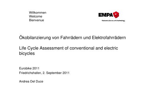 Ökobilanzierung von Fahrrädern und Elektrofahrrädern ... - Eurobike