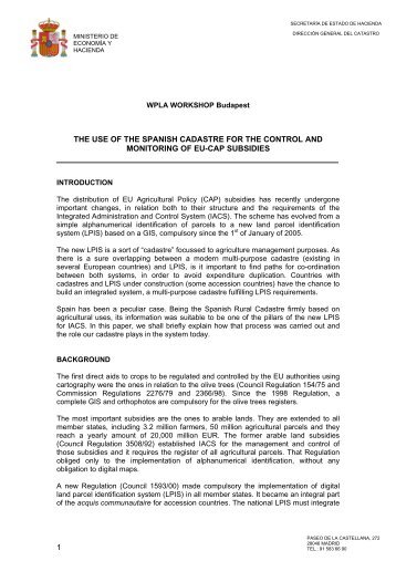 1 the use of the spanish cadastre for the control and monitoring of eu ...