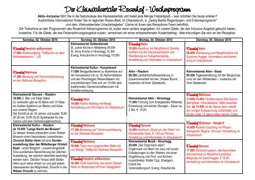 Wochenprogramm Wochenprogramm Wochenprogramm - Rosenhof