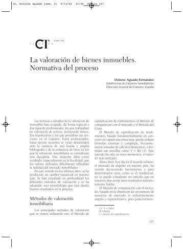 La valoración de bienes inmuebles. Normativa del proceso.