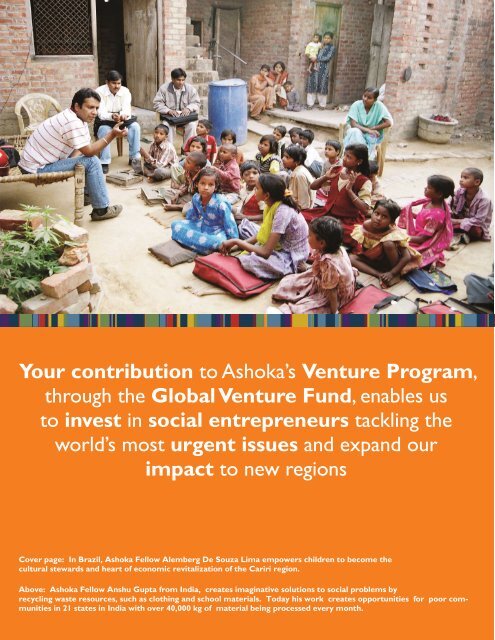 GLOBAL VENTURE FUND 2011 Milestones - Ashoka