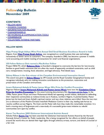 Fellowship Bulletin November 2009 - Ashoka