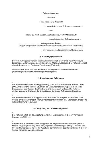 Referentenvertrag zwischen Firma [Name und Anschrift ... - eurocom