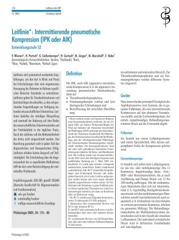 Leitlinie: Intermittierende pneumatische Kompression - eurocom
