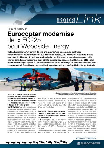 Eurocopter modernise deux EC225 pour Woodside Energy