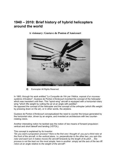 1940 ? 2010: Brief history of hybrid helicopters around ... - Eurocopter