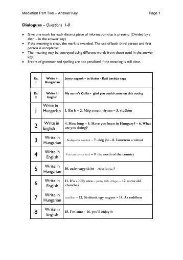 Dialogues – Questions 1-8 Write in Write in English ... - Euroexam