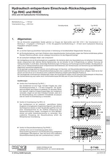 Hydraulisch entsperrbare Einschraub-Rückschlagventile ... - Eurofluid