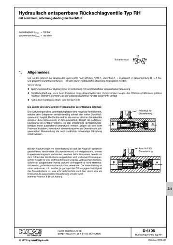 Hydraulisch entsperrbare Rückschlagventile Typ RH - Eurofluid