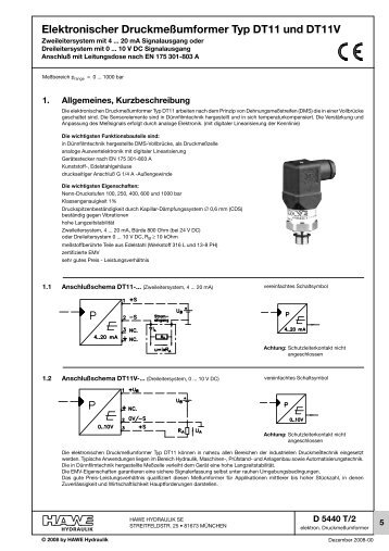Elektronischer Druckmeßumformer Typ DT11 und DT11V - Eurofluid