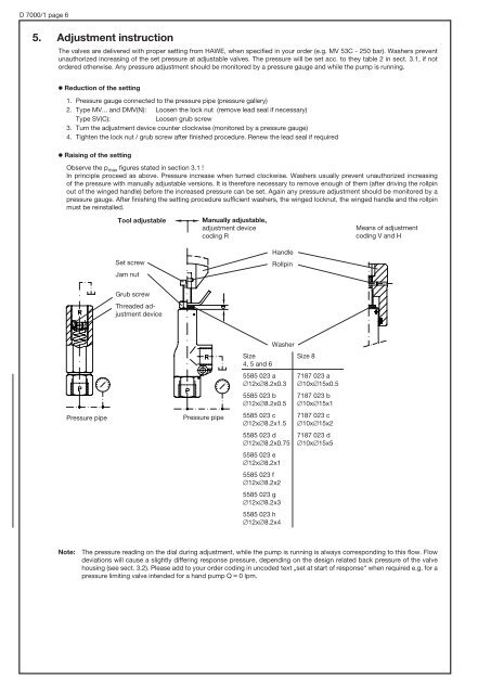 Pressure valves type MV.., DMV.. and SV.. - EUROFLUID