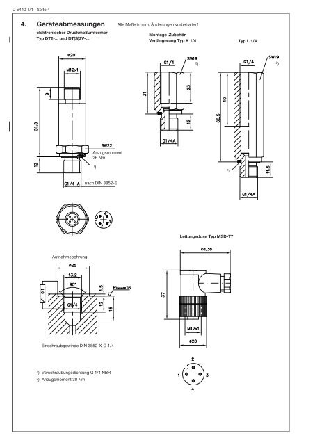 Elektronischer Druckmeßumformer Typ DT2 und DT2V - Eurofluid
