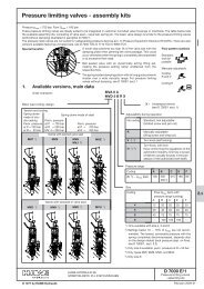 Pressure limiting valves - assembly kits - Eurofluid