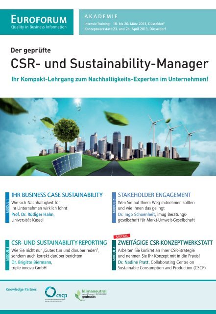 CSR- und Sustainability-Manager - Euroforum