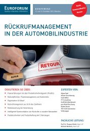 RÜCKRUFMANAGEMENT IN DER AUTOMOBILINDUSTRIE - Euroforum