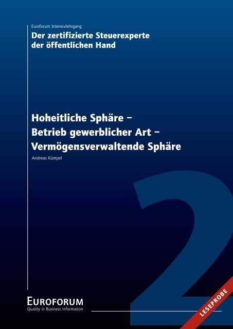 Hoheitliche Sphäre – Betrieb gewerblicher Art ...